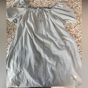 Soft Jean color mini dress with puff sleeves